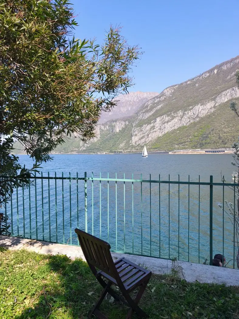The dock and clear lake water